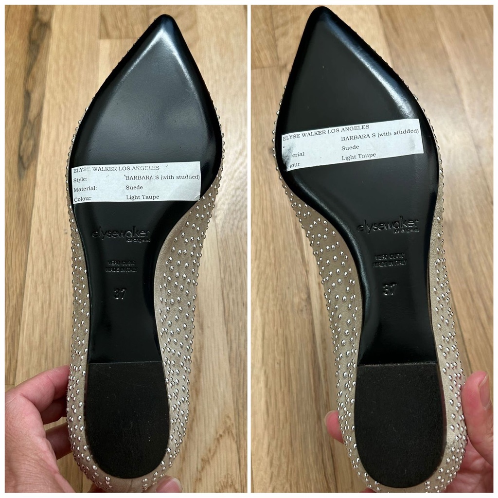 Elyse Walker Los Angeles Barbara Studded Suede Pointy Flats In Light Tau — image 6 of 8